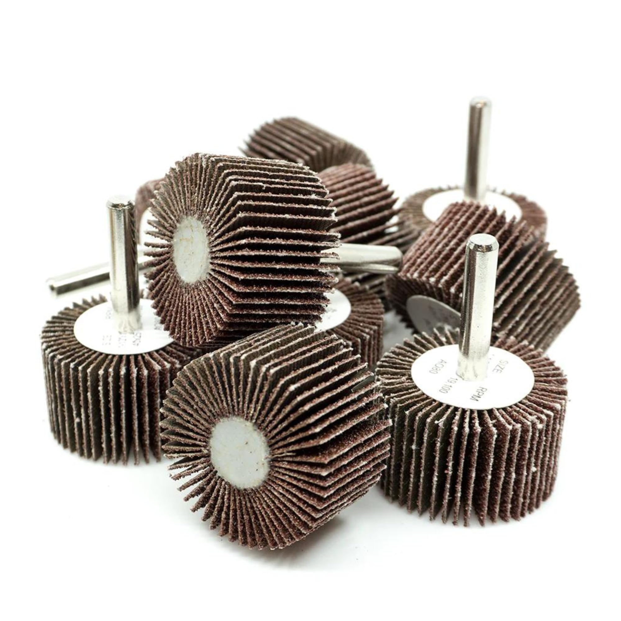 Benchmark Abrasives 1-1/2" X 1" Non Woven Surface Aluminum Oxide Conditioning Flap Wheel with 1/4" Shank Mounted Sander for Deburring, Sanding -