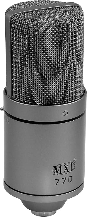 MXL 770 Condenser Microphone for Podcasting, Singing, Home Studio Recording, Gaming & Streaming | XLR | Large Diaphragm | Cardiod (Gray)