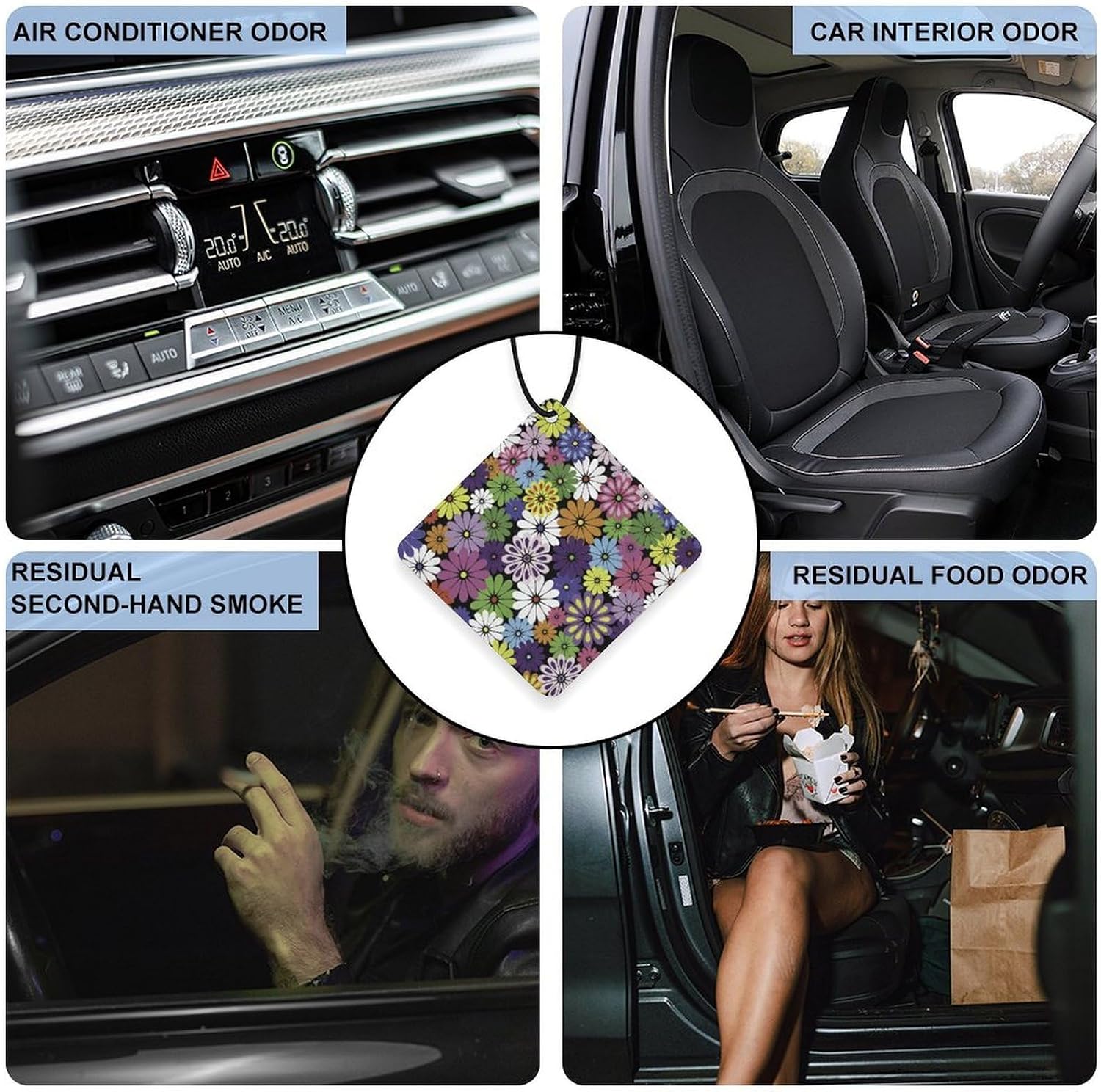 Colorful Daisy Flower Car Air Freshener Hanging Car Scent Cards Decor Interior Accessories