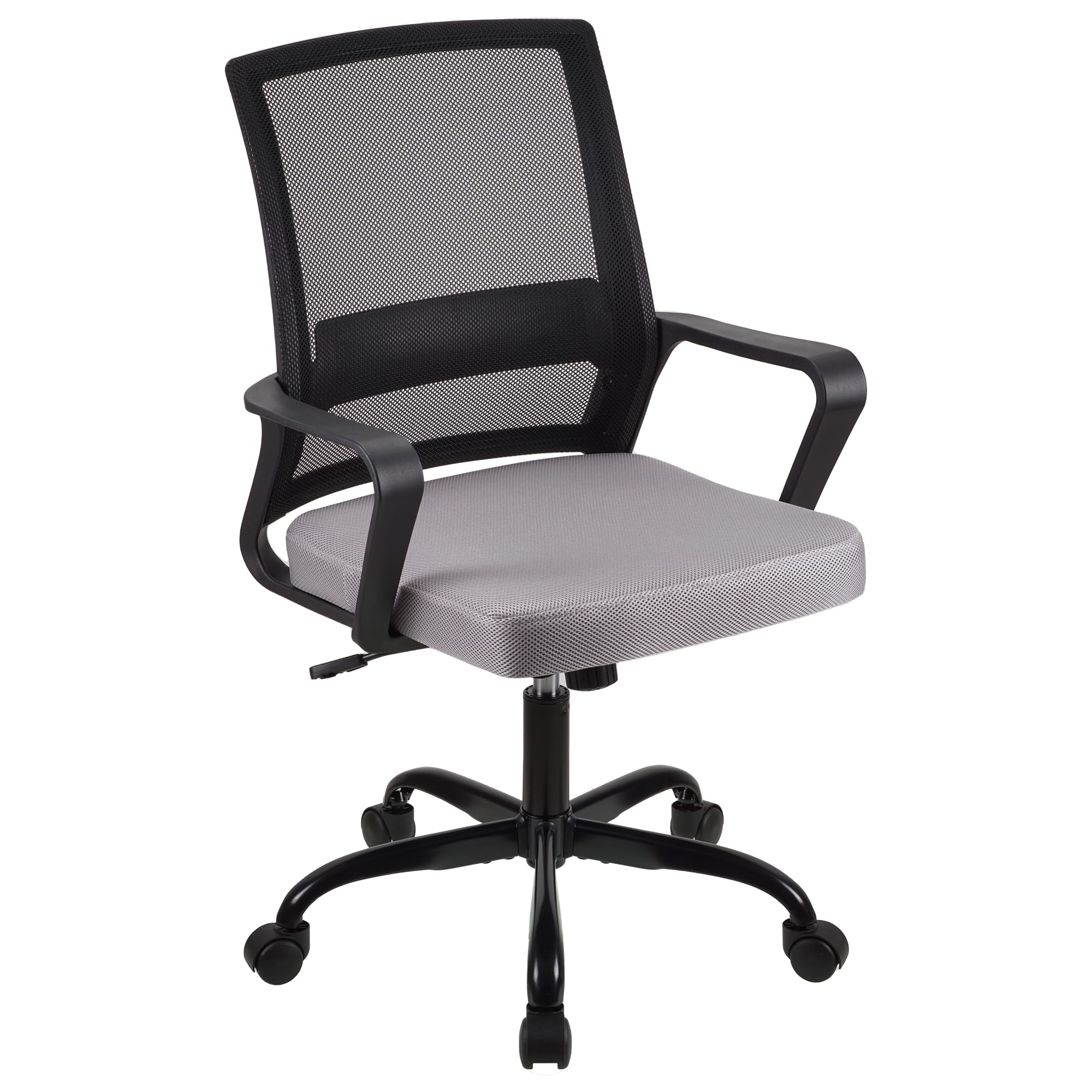 T-THREE.Adjustable office chair, ergonomic mesh swivel seat, with lumbar support, height adjustment, 360° rotation, and tilt function, mesh backrest for home office(Grey&Black)