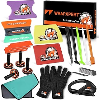 WRAPXPERT Car Wrap Tool Kit Vehicle Vinyl Wrap Kits Include Felt Squeegee for Vinyl, Wrapping Knife, Micro Squeegee, Magnet Holders, Towel, Gloves for Car Wrapping Window Film Application