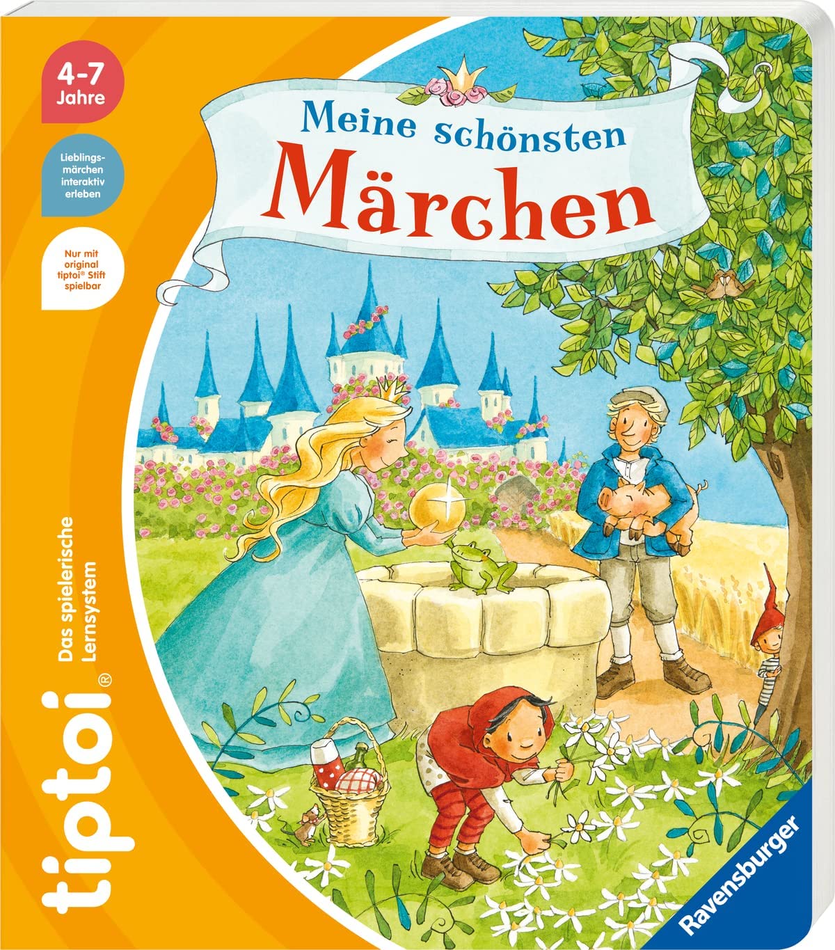 Ravensburger tiptoi Set, Meine schönsten Märchen (książka dla dzieci) + 00110 tiptoi Der Pen + mapa świata dla dzieci, zabawka edukacyjna dla dzieci