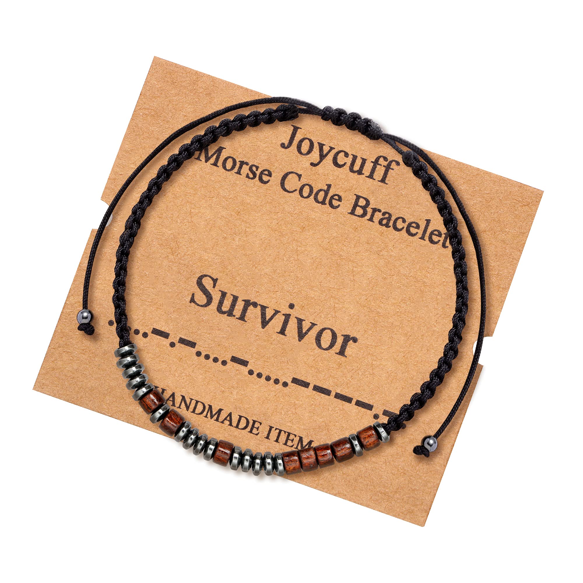 JoycuFF Inspirational Morse Code Bracelets for Men Women Mothers Day Birthday Christmas Gifts for Mom Mother Father Daughter Aunt Grandmother Jewelry Cord Wrap Memorial Graduation Bracelets