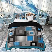 Vista 51 de Funda de edredón abstracta de color negro y morado, tamaño Queen, funda de edredón de geometría moderna con 2 fundas de almohada para adolescentes