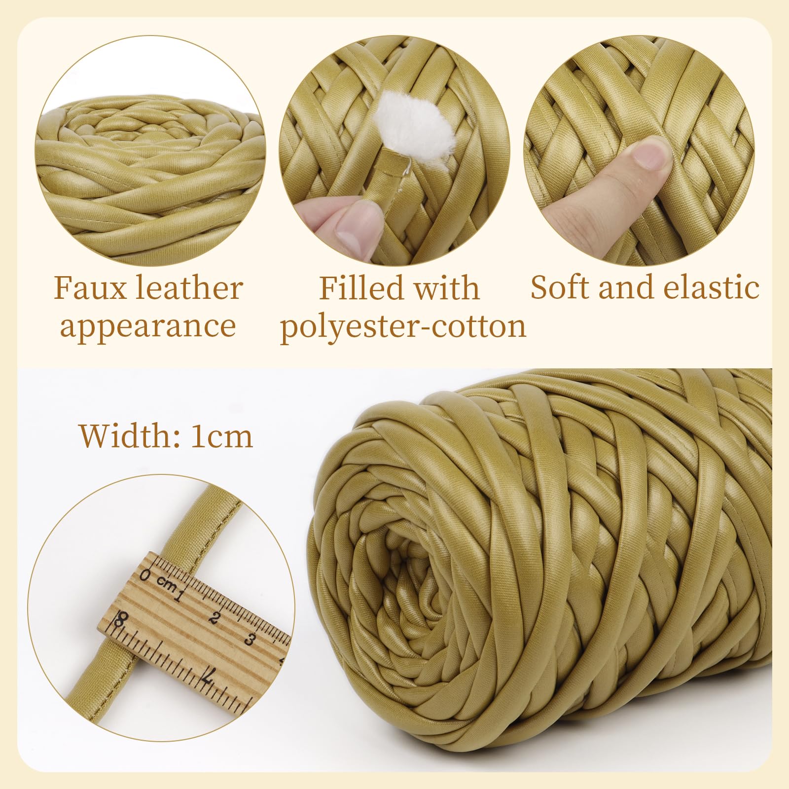 Fettuccia per Borse a Uncinetto, 1000g / 1cm x 92m Filato Gigante Chunky Yarn Tubolare, Filato Grosso per Borse, Coperte a Mano, Animali Domestici, Letto (Rosso Marrone)