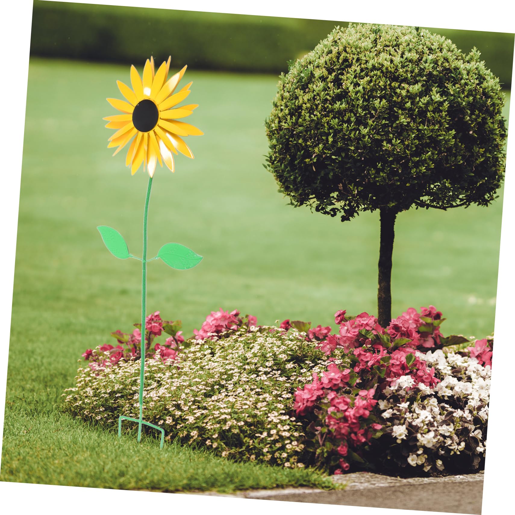 Sonnenblumen Gartenstecker aus Eisen mit Rotierender Windmühle