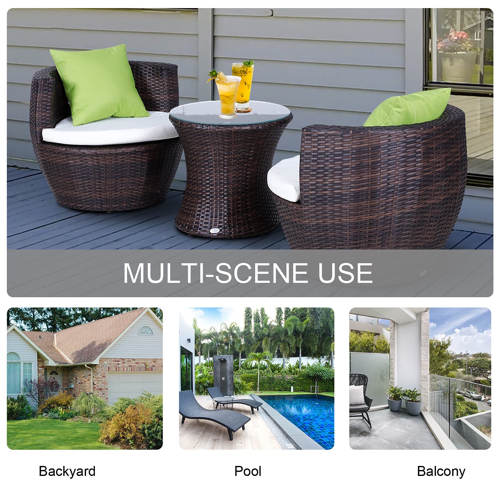 Outsunny Conservatory Patio Outdoor Garden Rattan Furniture Vase Chair