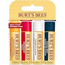 Burt’s Bees Balsamo per Labbra, Confezione Multipla, Set di Balsamo per Labbra, Cera d’Api, Fragola, Cocco e Pera, Vaniglia, Best of Burt’s, 4×4.25 g