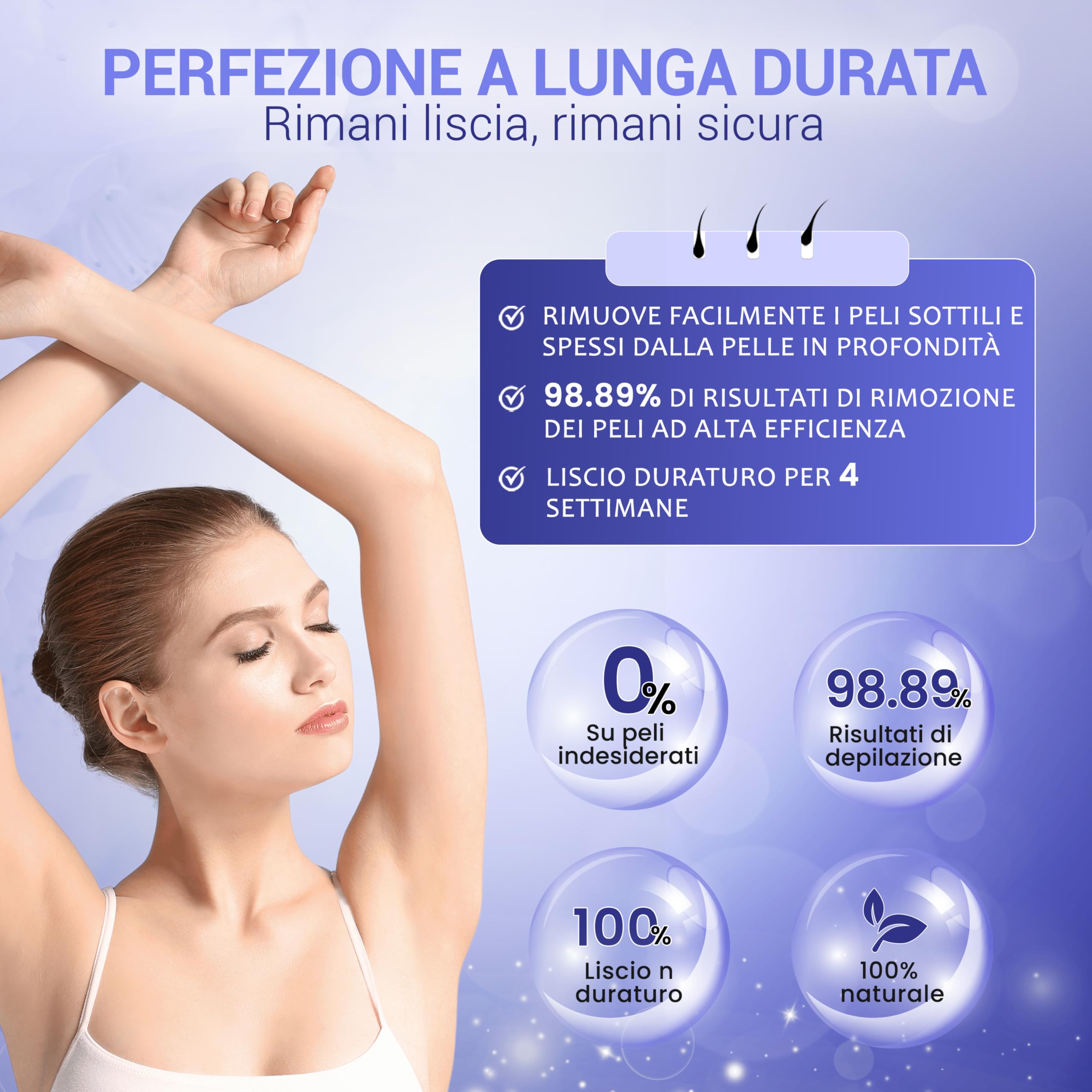 Dermawax Cera Brasiliana Professionale Cera Brasiliana perle per ceretta depilatoria senza strisce, Ceretta indolore per uomo e donna, a bassa temperatura 2 kg Azulene