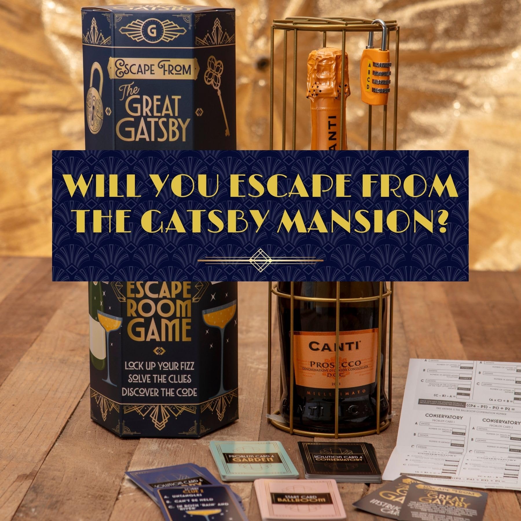 Boxer Gifts The Great Gatsby Wine Escape Room Game - Brain Teaser Puzzle Box für Erwachsene, Ausgefallenes Geburtstagsgeschenk für Männer, Wein Geschenkset Idee