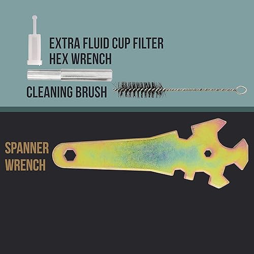 Miniatura 5 de TCP Global Pistola de pulverización HVLP de marca con taza y aguja de 0.071 in y boquilla Serie profesional para aplicaciones de pintura automática,