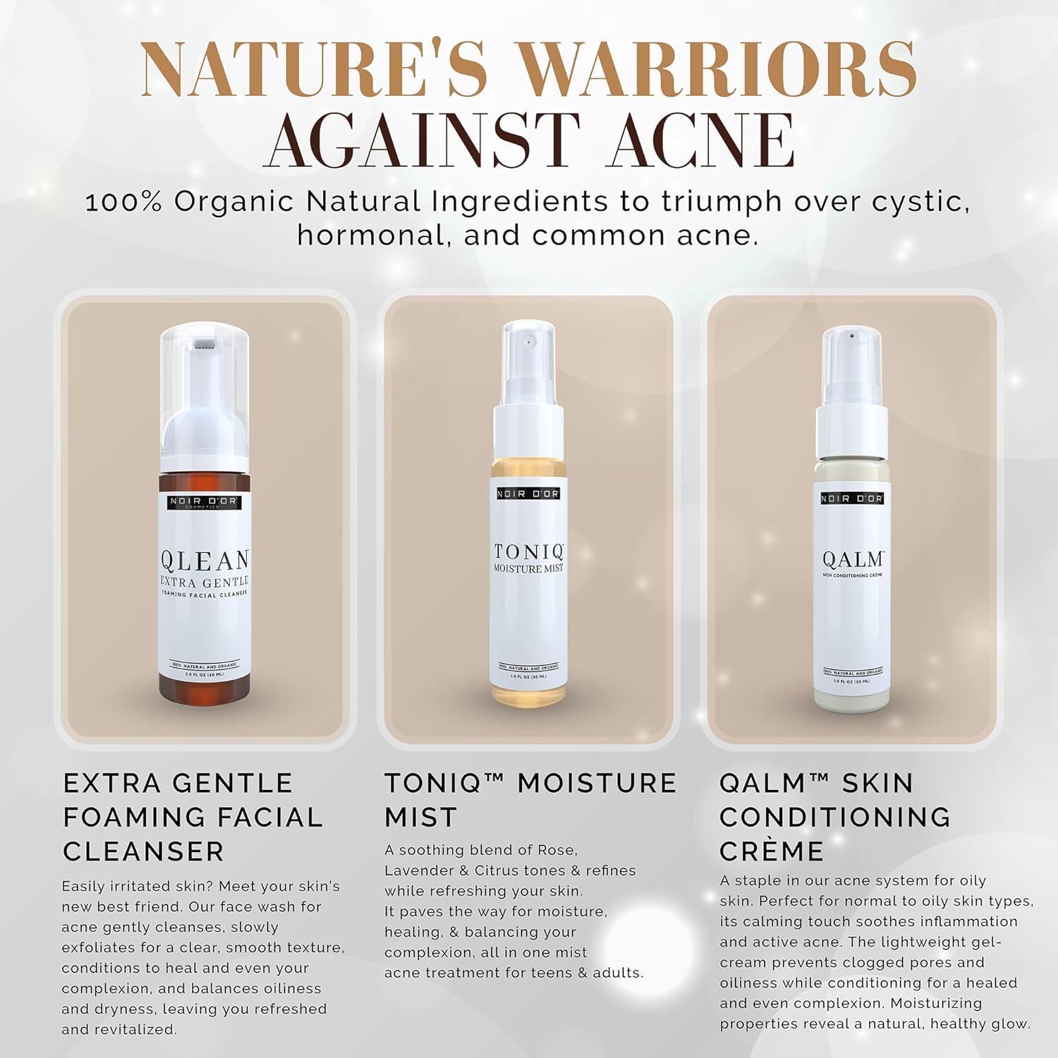 Noir D'or Acne Scar Treatment | Three-Step Extra Gentle Repair Set for Hyperpigmentation, Dark Spot Removal, and Breakouts | Face Skincare