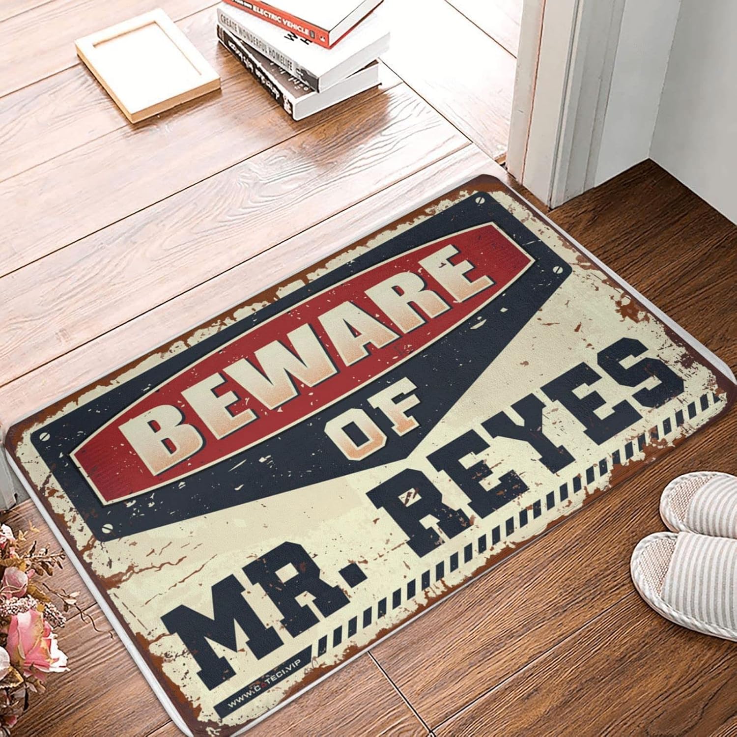 Bedroom Door Decorations Beware of Mr. Reyes Doormat Decor for Bedroom Farmhouse Bathroom Mats(Size:65X90CM), BMPBFCOBA-65X90CM
