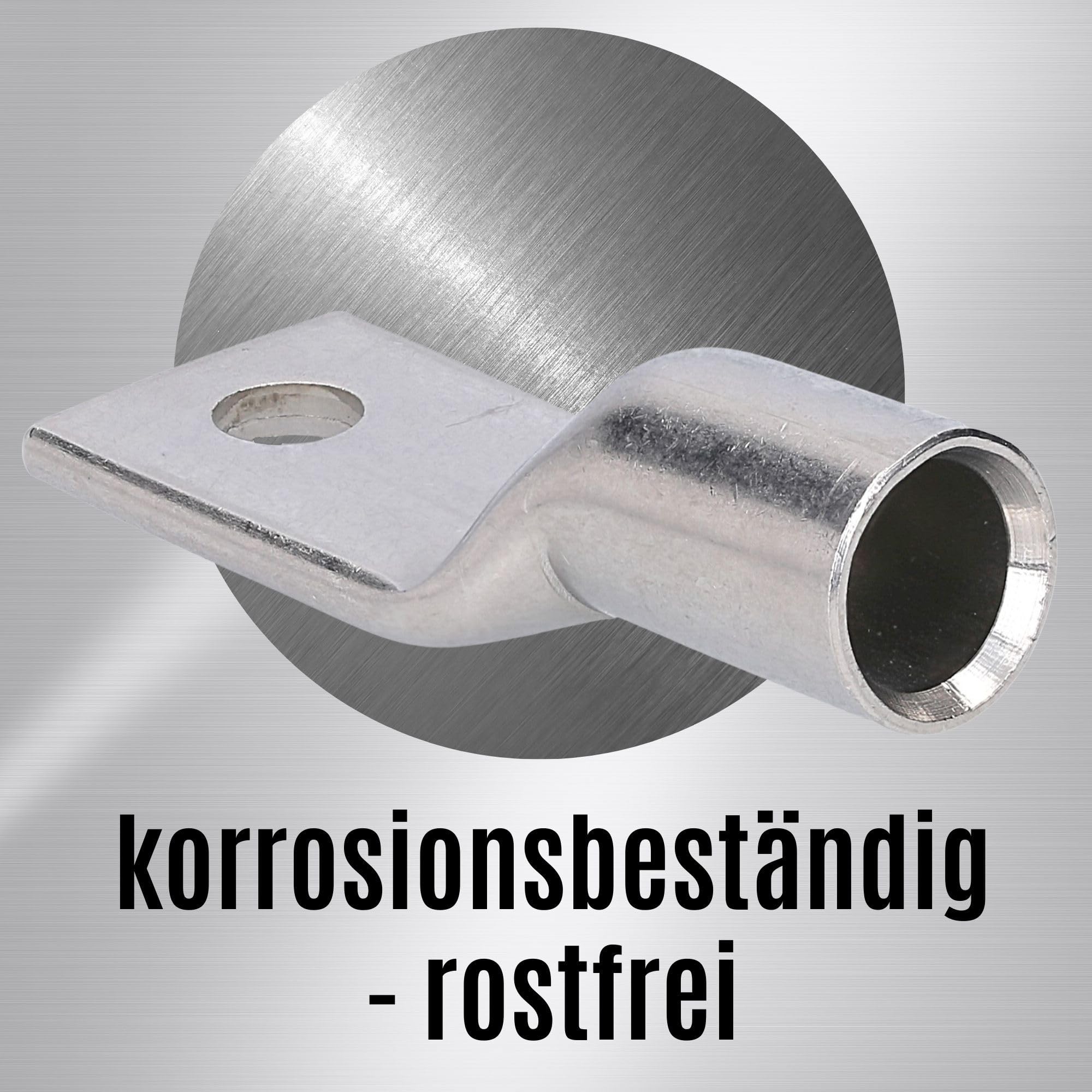 Kalitec 10x Końcówka Kablowa Oczkowa V4A 70 mm² M8 Stal Nierdzewna ER14-8 | Nierdzewne konektory rurowe, odporne na korozję i kwas, idealne do przemysłu i agresywnych środowisk morskich.