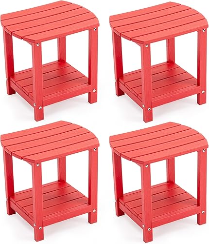 Miniatura 15 de Adirondack - Mesa auxiliar pequeña para exteriores, resistente a la intemperie, HDPE con almacenamiento de 2 niveles para hoguera, balcón, jardín,