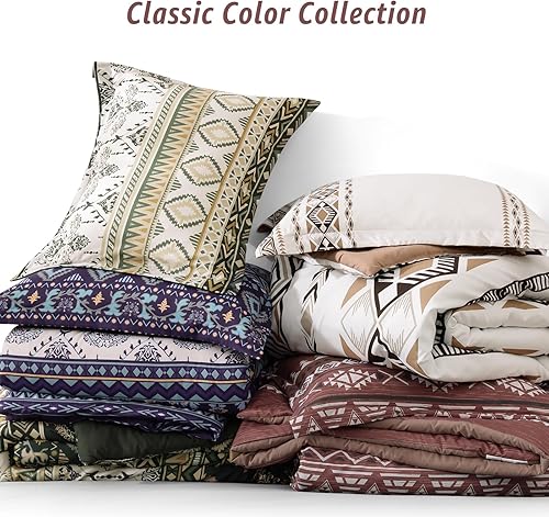 Miniatura 9 de CASAAGUSTO Juego de edredón tamaño individual, juego de edredón bohemio de 6 piezas, color gris y naranja, juego de ropa de cama bohemio acogedor de