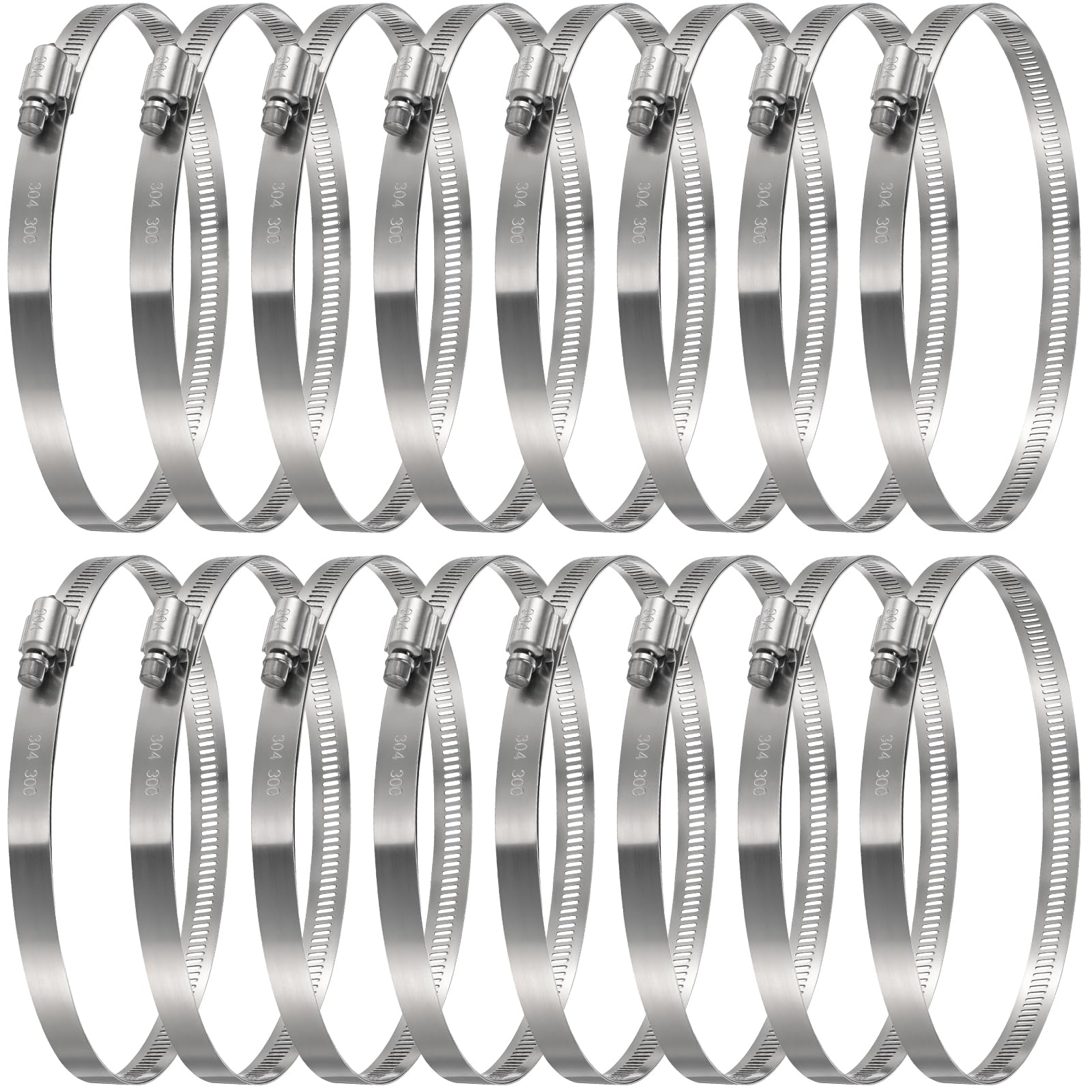 Boao Adjustable 304 Stainless Steel Duct Clamp Hose Clamp,16 Pieces,12 Inch