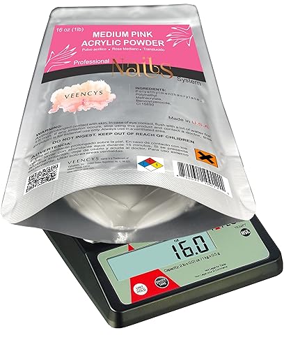 Miniatura 7 de Polvo acrílico para uñas (16 oz rosa mediano) + monómero líquido profesional Veencys EMA. No se amarillea. Uñas ultra brillantes y fuertes (16 onzas