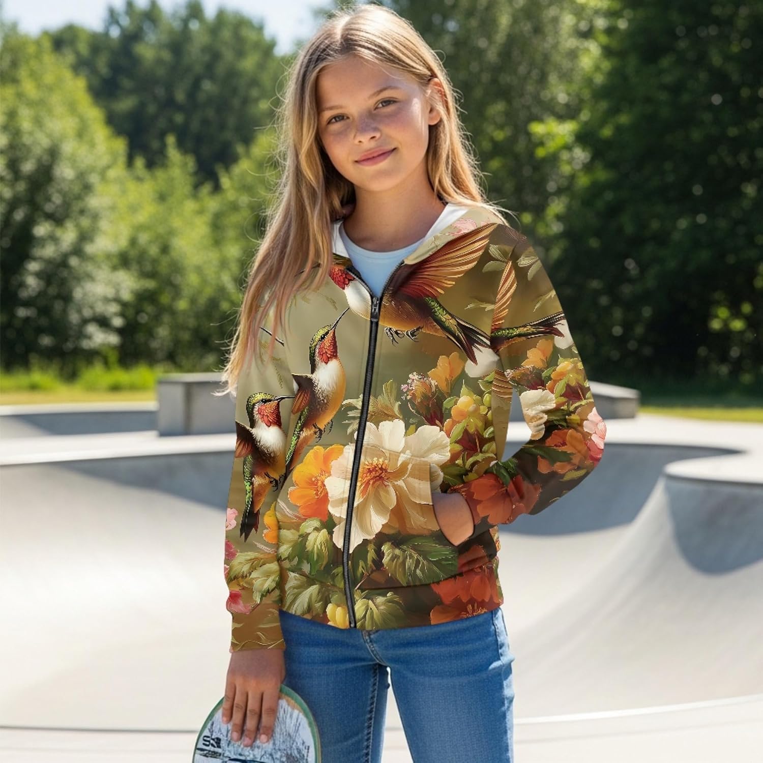 Hoodie For Girl Long Sleeve Lightweight Oversized Hoodie Sweatshirt Teen Girls Animal Print Cute Zip Up Jakcet
