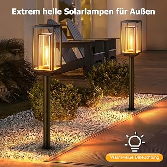 Solar Lights for Outdoors 2 x Larger Solar Lights Garden Decoration Pack of 4 Längere Arbeitzeit Extrem Helle Moderne Solar Gartenleuchten IP65 Wassserdicht Solar Gartendeko für Balkon Terrase Outdoor [Energy Class A+++]