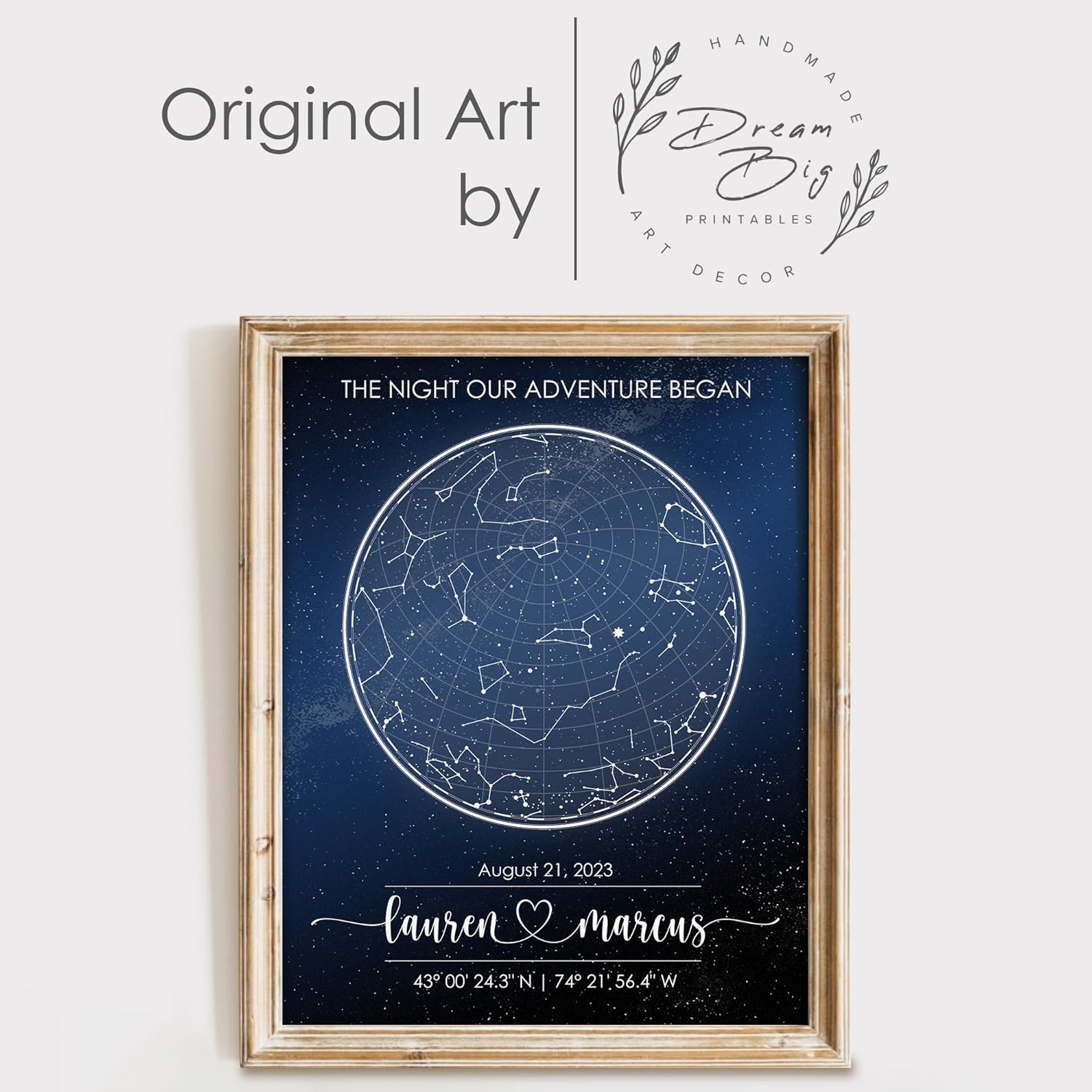 Custom Star Map - Fully Personalized (Your Details, Size, Color, Framing) | Romantic Gifts for Her | Gifts for Husband | Paper Anniversary Art Print | Great Gift for Special Ocassions (e.g. Wedding, Valentine's Day, Birthday, etc) - Image 9