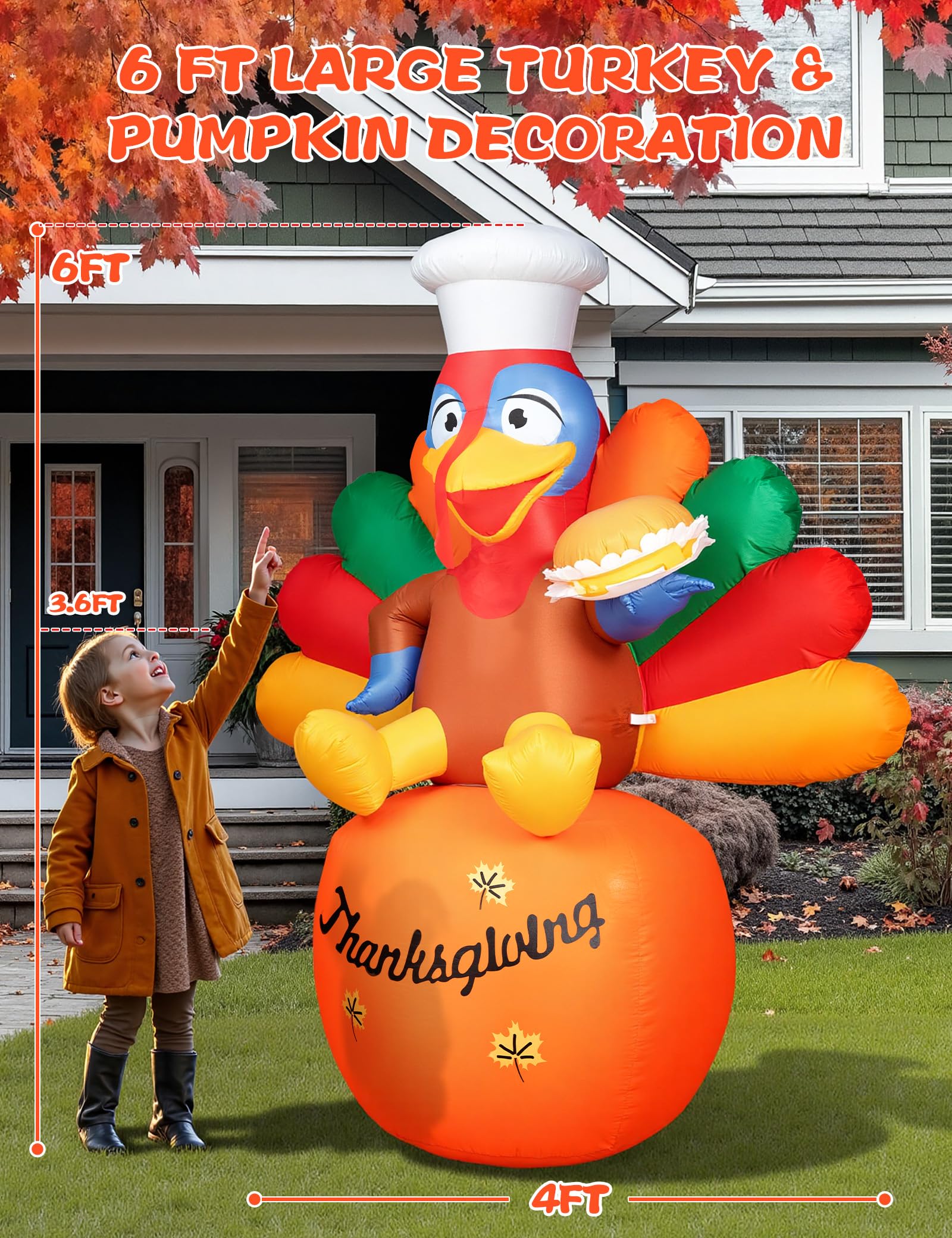 Snapklik.com : 6 FT Thanksgiving Inflatable Turkey