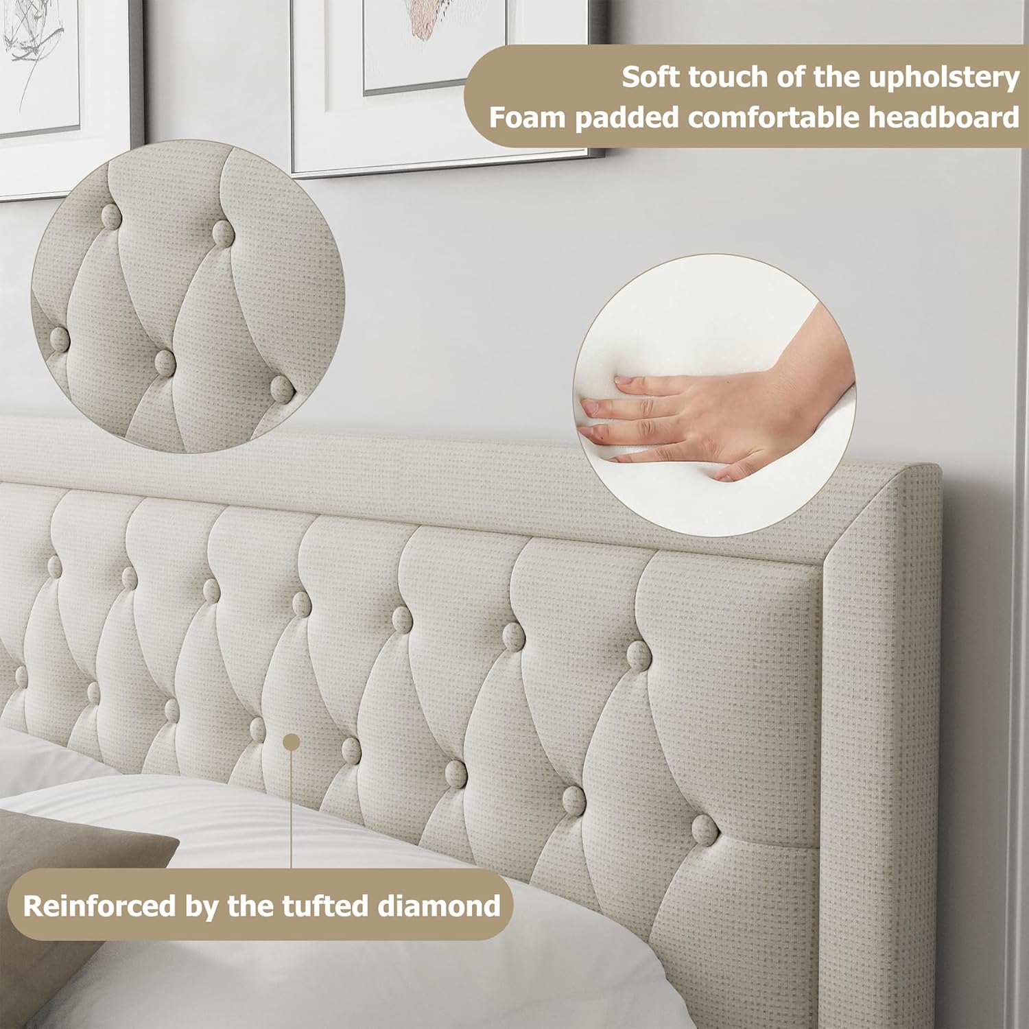 Diagram illustrating the adjustable headboard height options.