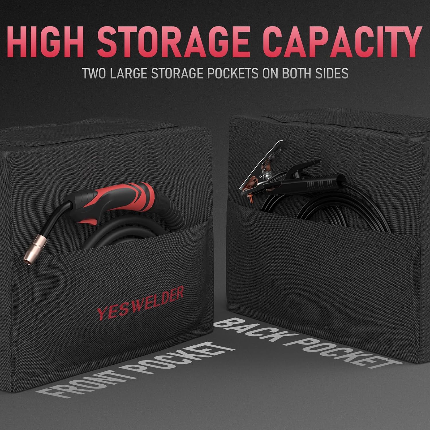 YESWELDER Welder Cover, Waterproof Protective Dust Cover for Welding Machine with Storage Pockets Medium Size 16.93" x 14.17" x 8.66"