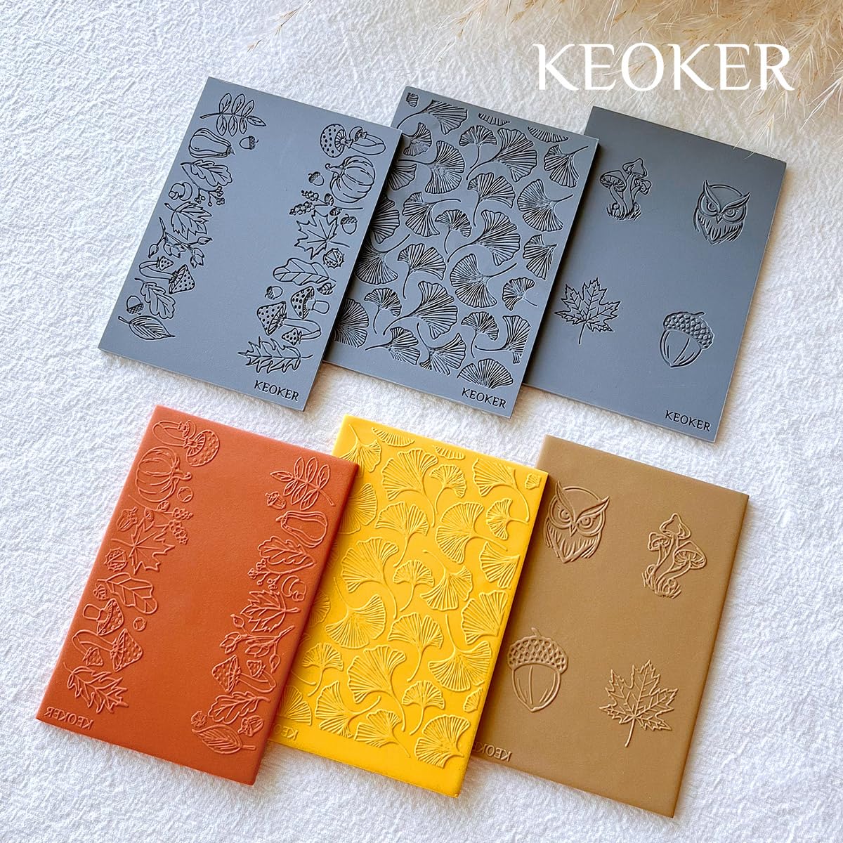 Keoker Pumpkin Polymer Clay Texture Sheet, Mat for Making Earrings Jewelry Clay Earrings Tools (Fall Texture Sheet 1-3) - Image 2