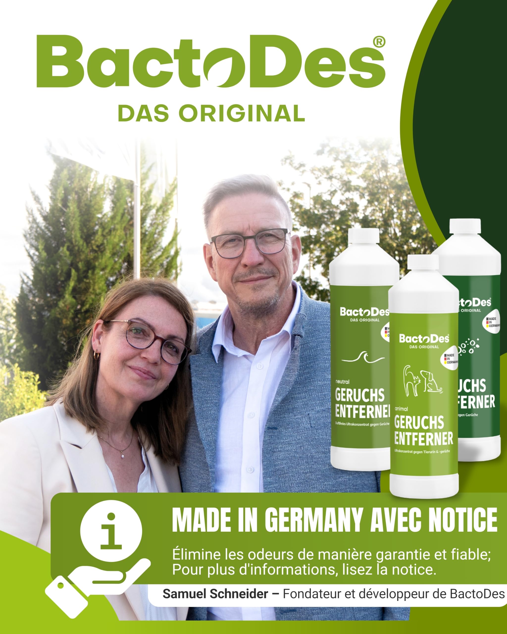 BactoDes - Désodorisant concentré Animaux 2L avec Vaporisateur mélangeur - Spray Chat Anti Pipi Puissant avec Effet microbien Bio - Anti Odeur litiere Chat - Anti Odeur Chien - Elimine Les odeurs