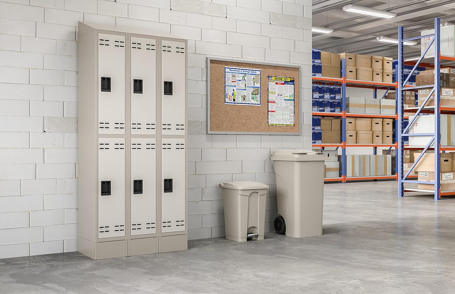 Safco Plastic Step-On Trash Can for Hands-Free Disposal, Great for Home and Commercial Use, 12 Gallon, Tan (9925TN)