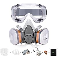 Vista 1 de AirGearPro Máscara respiradora reutilizable G-500 con filtros A1P2 Antigas, antipolvo Máscara de gas ideal para pintar, carpintería