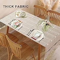 Vista 5 de Mantel de mesa auxiliar bohemio para sala de estar, con bolsillos y borlas, mantel rectangular a rayas para café, lavadora, secadora, refrigerador