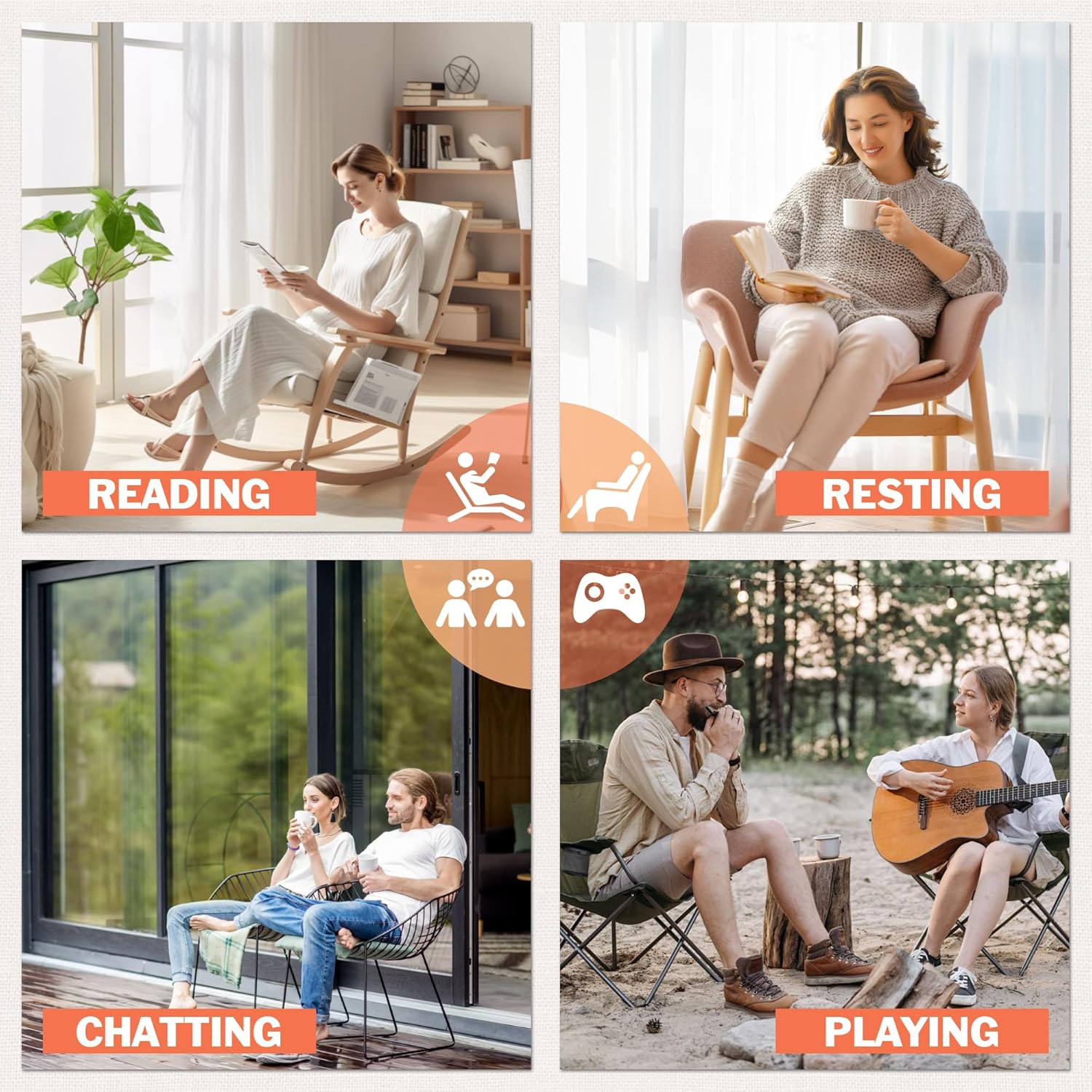 Flamaker Outdoor Rocking Chairs, PP Material Patio Rocking Chairs All Weather Resistant, Heavy Duty Rockers with High Back for Patio Backyard Porch (Black)