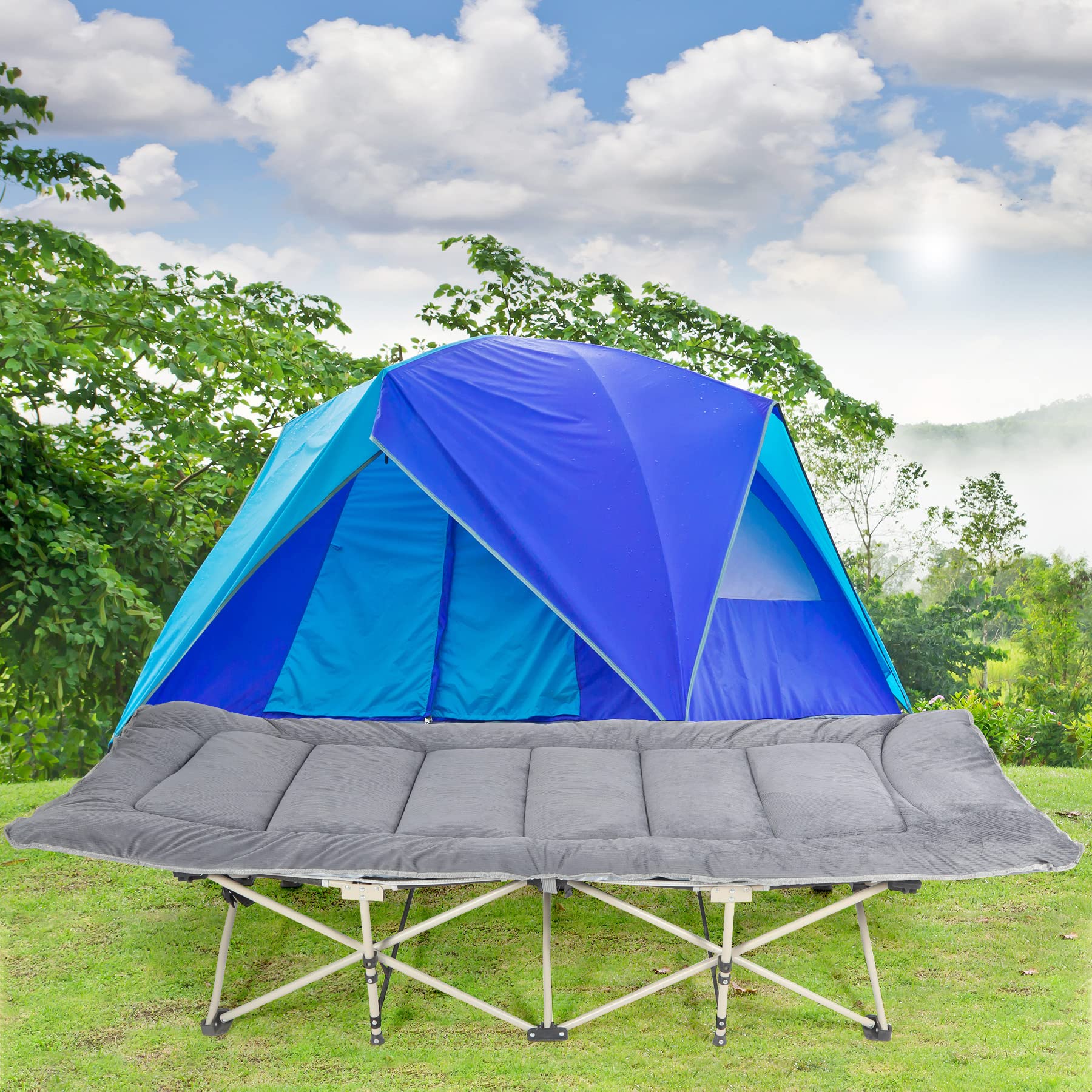 REDCAMP morbido cuscino da campeggio, letto pieghevole 190x70 cm, cotone spesso, imbottitura poliestere di alta qualità, grigio scuro