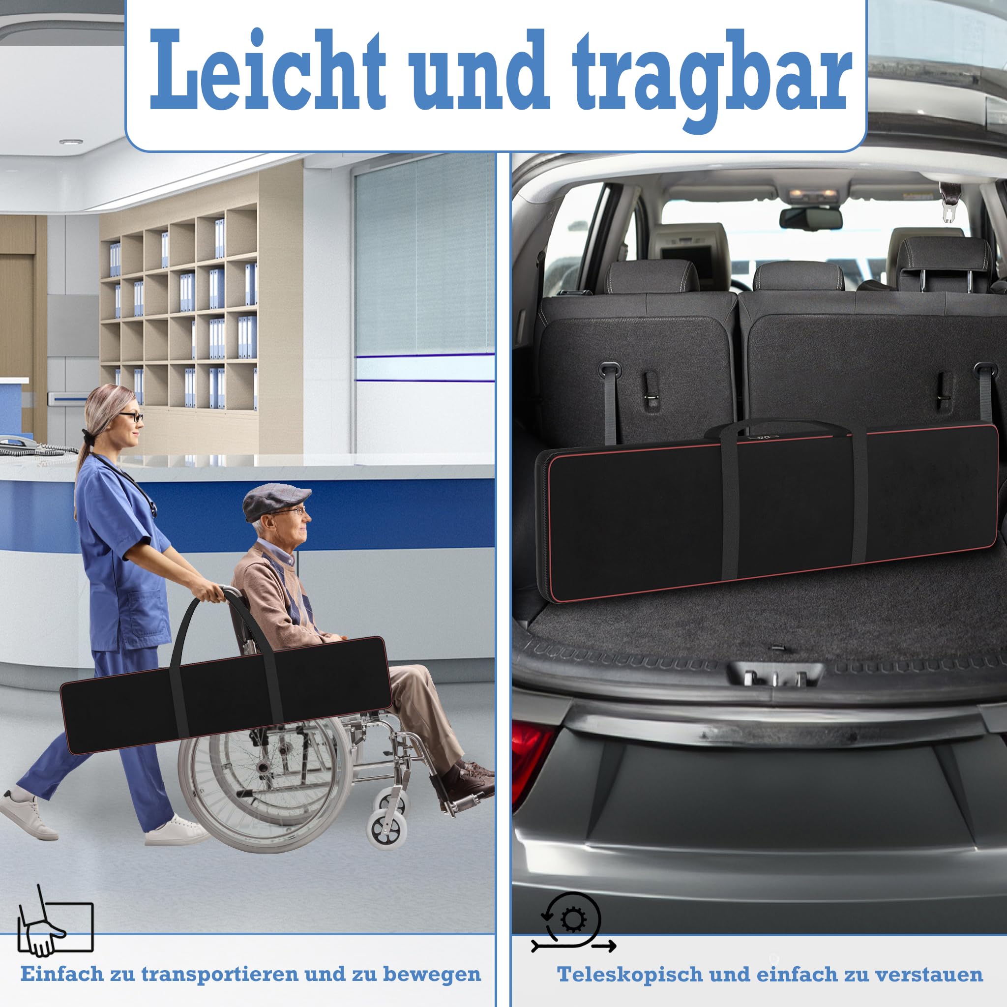 YRHome Rampa telescópica para silla de ruedas (2 unidades, 107 – 183 cm, telescópica, ajustable, antideslizante y portátil, hasta 300 kg, para sillas de ruedas manuales, aluminio, rampa para escaleras