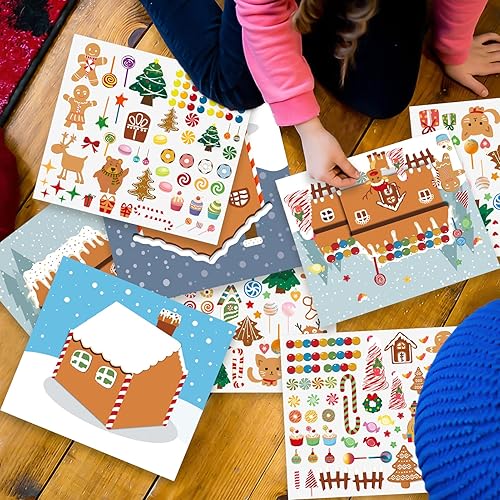 Miniatura 4 de Haz una casa de jengibre pegatinas-30 piezas DIY hacer tu propia casa de jengibre calcomanías de Navidad para niños pequeños actividades de Navidad,