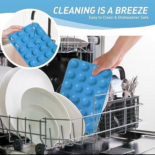 Miniatura 6 de Paquete de 2 moldes para magdalenas de 24 tazas con marco reforzado de metal, moldes de silicona para hornear, moldes de silicona para reposteria,