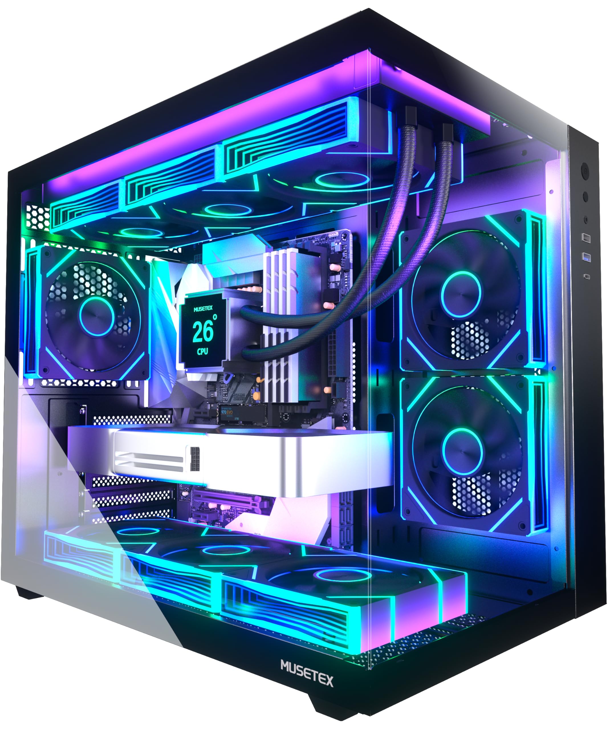 Caja PC ATX MUSETEX chasis semitorre para ordenador gaming con cristal templado 8