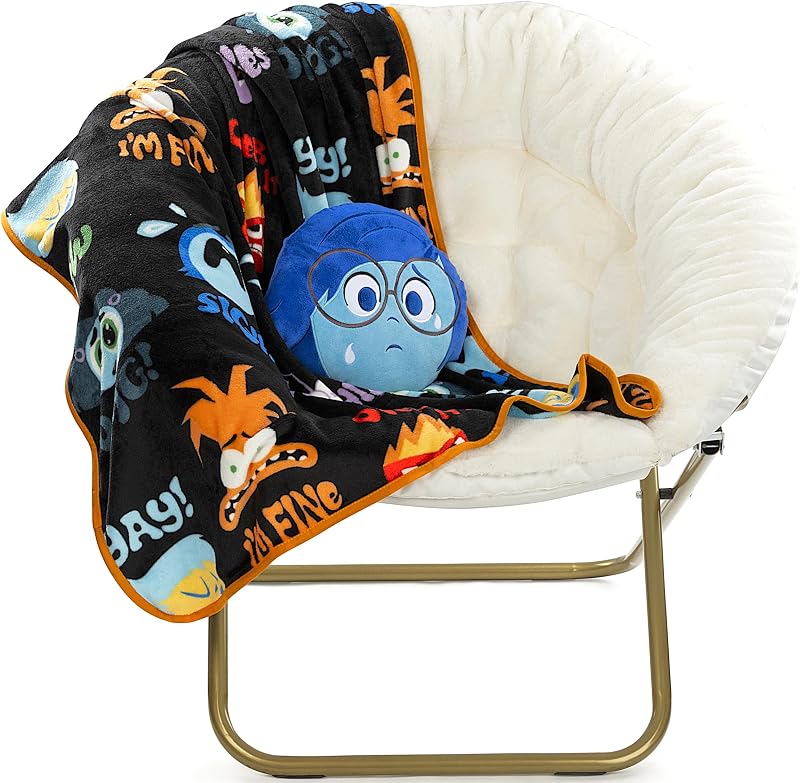 Jay Franco Disney Pixar Inside Out Sadness Nogginz Set – Manta de viaje ligera de 40 x 50 pulgadas y almohada – Juego de cama de 2 piezas súper suave para niños