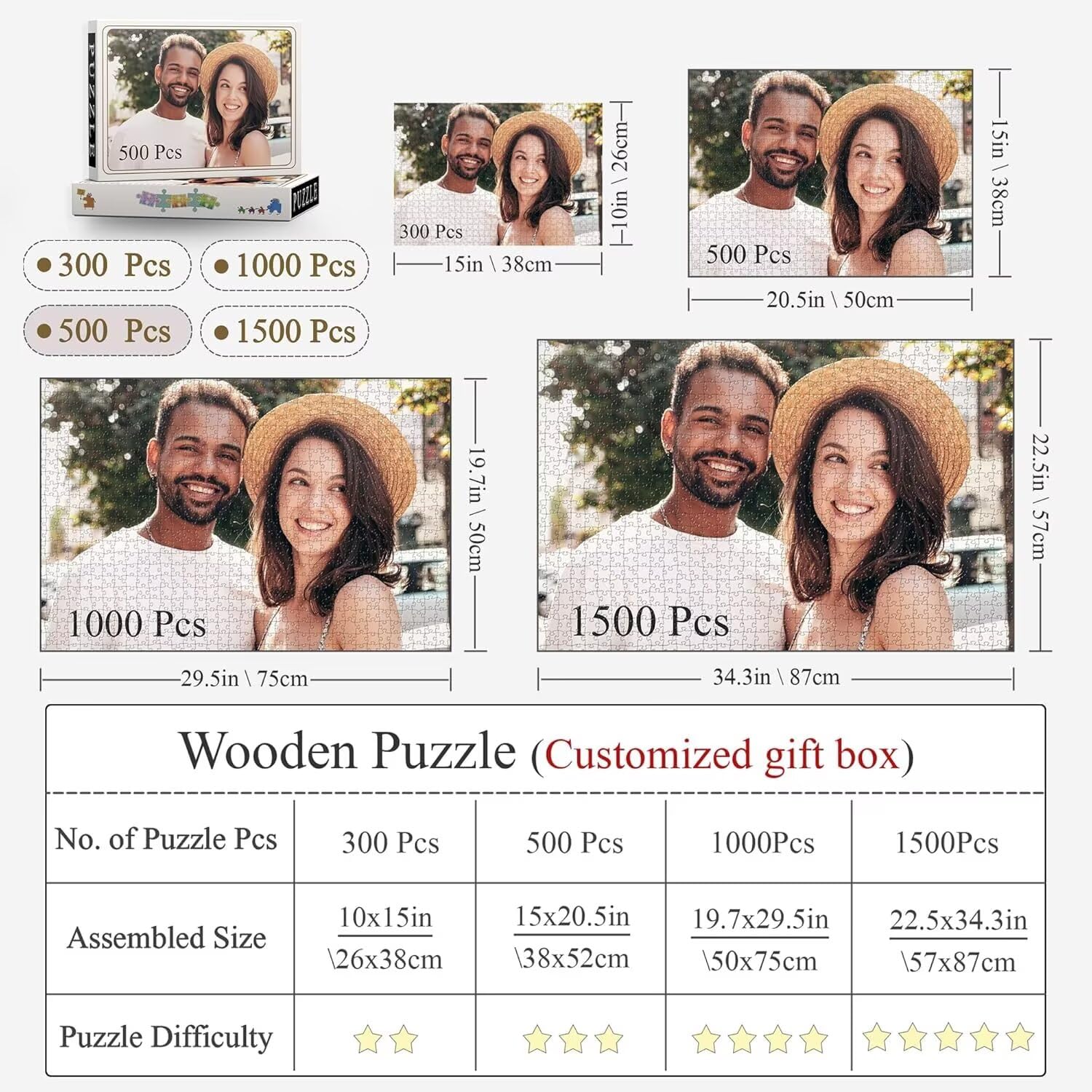 MyPuzzle Personalisiertes Puzzle Mit Eigenem Foto – 1000/500/200/100 Teile – Individuelles Fotopuzzle Für Geburtstag, Muttertag, Valentinstag & Hochzeit – Hochformat 1000 Teile