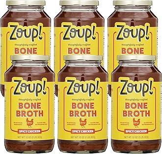 Spicy Chicken Bone Broth by Zoup! Keto-Friendly, Non-GMO, Paleo-Friendly Clear Spicy Chicken Bone Broth - Great for Stock, Bouillon, Soup Base or in Gravy - 6-Pack (32 oz)