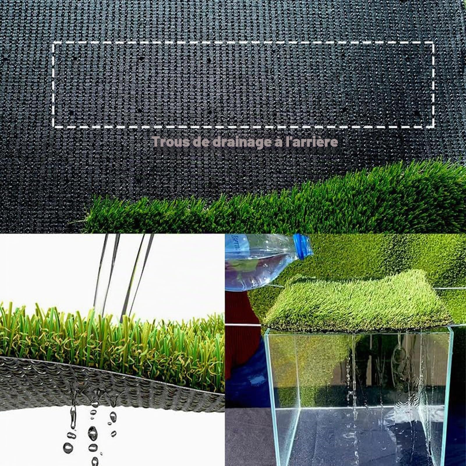 Gazon Artificiel 4 x 4 m, Gazon Artificiel, pelouse synthétique, Tapis de Gazon Artificiel Naturel et réaliste pour Jardin, terrasse, Paysage, Balcon, Hauteur des Poils 2,5 cm