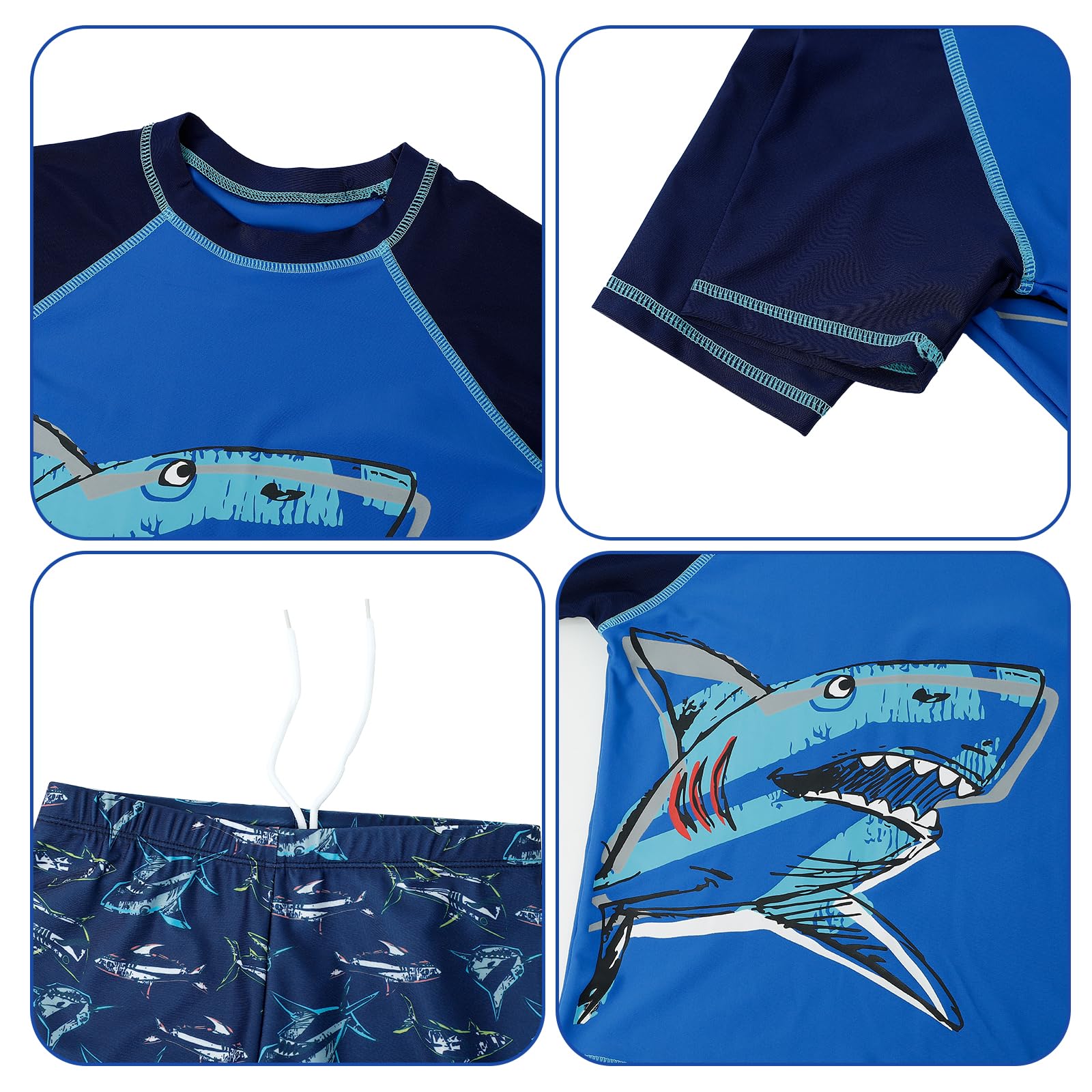 KAKU NANU 3 Pezzi Cocostume da Bagno Ragazzo 3-14 Anni Costume Piscina Mare Anti UV Cuffia Piscina Bambino Maglietta a Maniche Corte e Pantaloncini