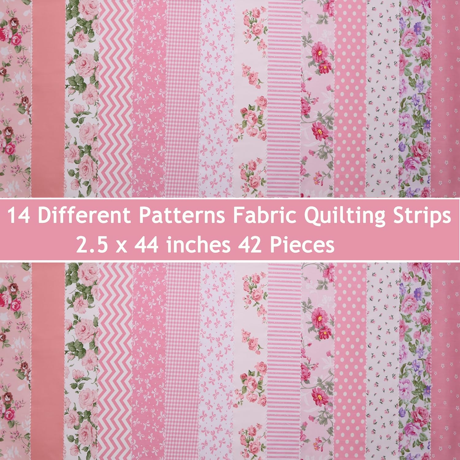 Pink Jelly Rolls for Quilting Clearance, 42 Strip 2.5" x 44" Jelly Roll Fabric clearance, Soft Cotton Strips for Blanket, Rug, Upholstery, Holiday Valentine's Party Decor, Home Décor, and Crafts, Pink