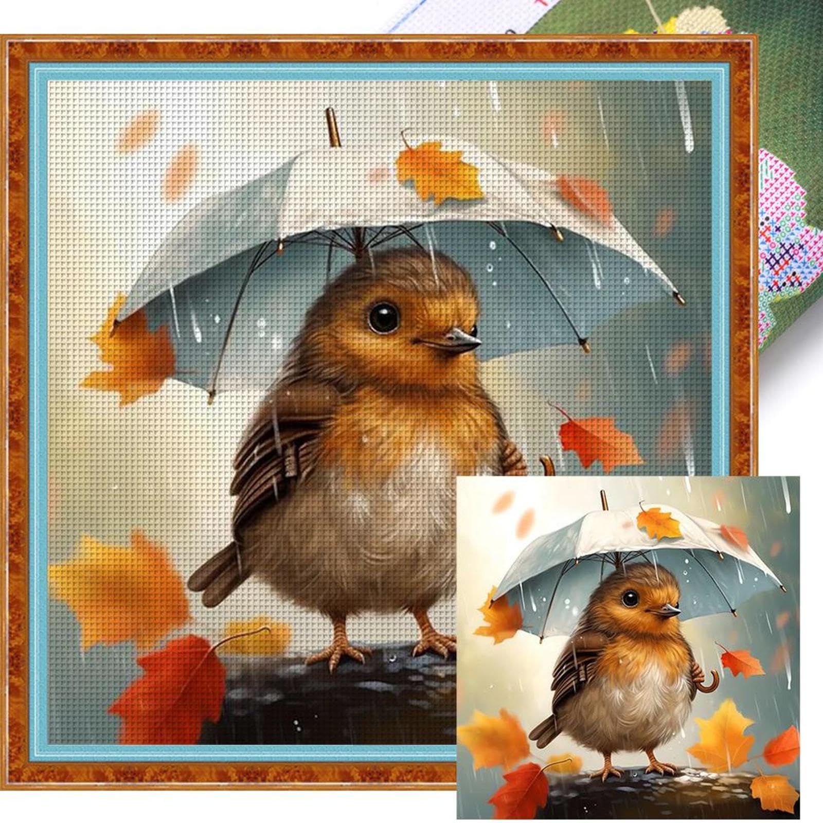 Gestempeltes Stickstichset Vogel-Tier-Serie 40x40cm