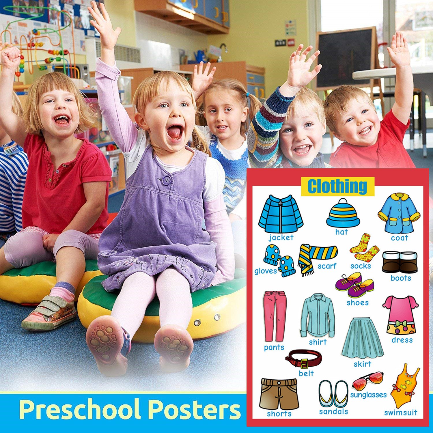 SANTSUN Affiches éducatives Préscolaires | Tableaux Muraux éducatifs |  Décorations Scolaires, Organisation De Salle De Classe, image size:1500x1500