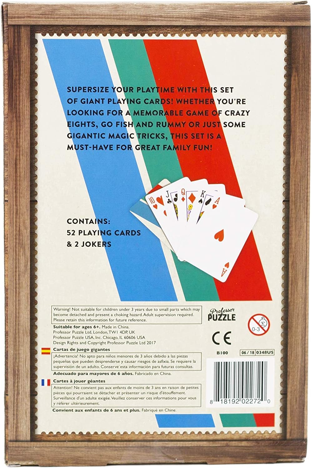 Professor PUZZLE Giant Games Giant Playing Cards for Card Games, Black Jack, Poker, Euchre, Solitare, Go Fish