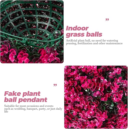 Miniatura 6 de VILLCASE Bolas topiarias de plantas artificiales, bola de hierba de plantas de simulación, vegetación decorativa de imitación de boj de follaje de
