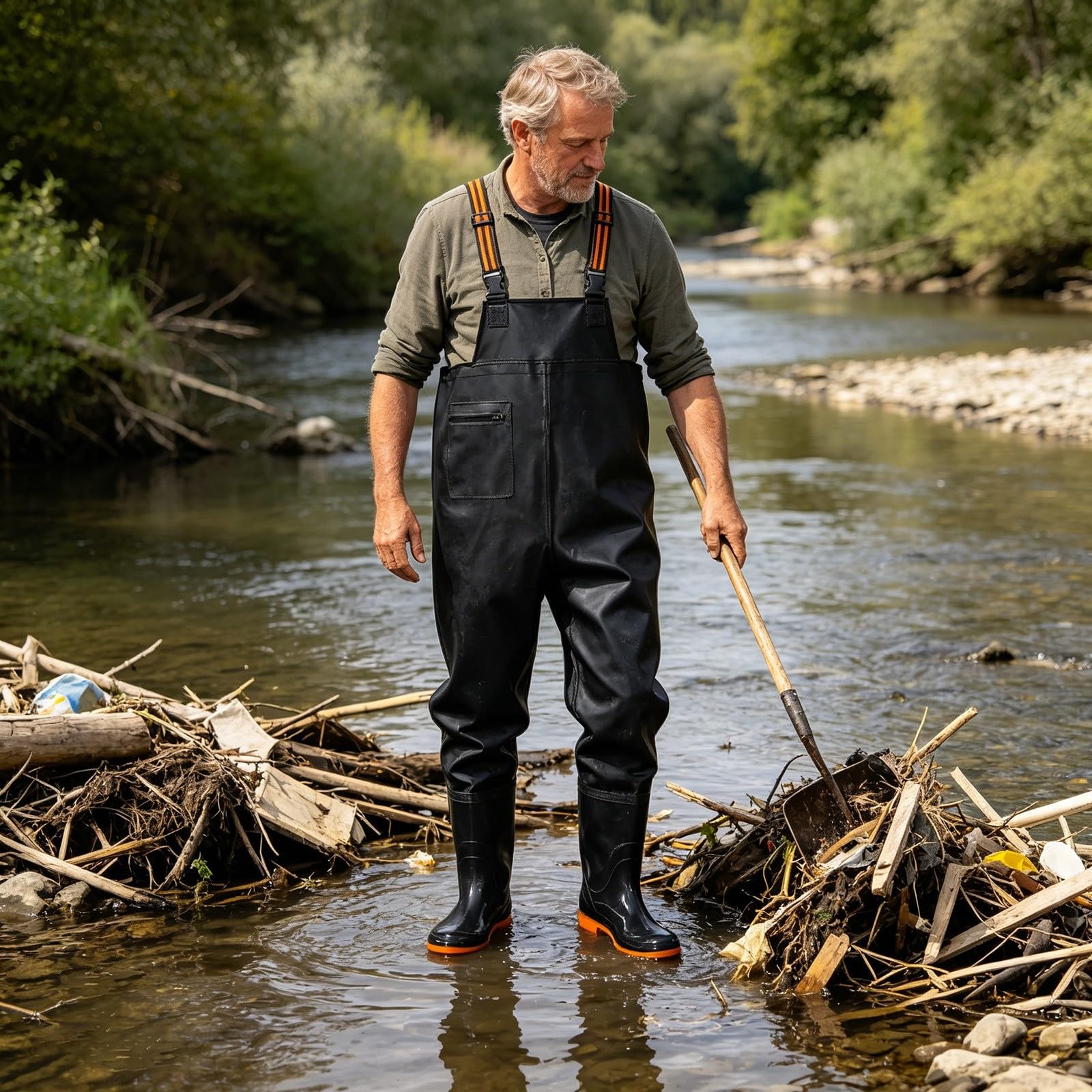 Wathose mit Stiefeln für Herren, wasserdicht, atmungsaktiv, zum Angeln, Wathose, leicht, Jagd-Overall, schnell trocknend, Overalls für Fliegenfischen, Entenjagd, klassische Passform, Wathose 0
